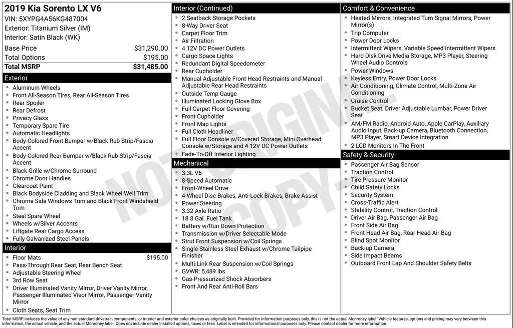 used 2019 Kia Sorento car, priced at $13,477