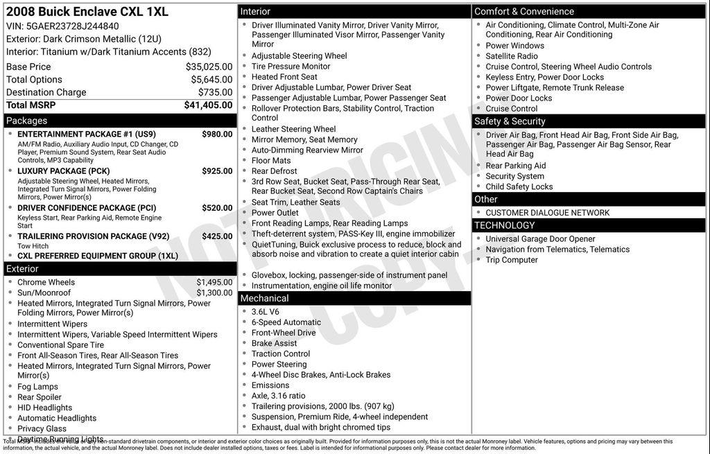 used 2008 Buick Enclave car, priced at $7,477