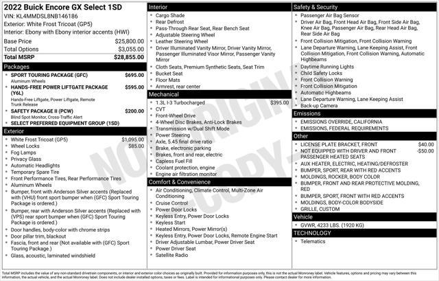 used 2022 Buick Encore GX car, priced at $20,877