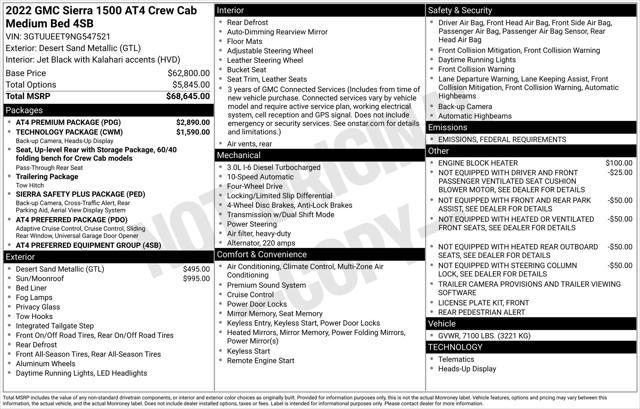 used 2022 GMC Sierra 1500 car, priced at $45,577