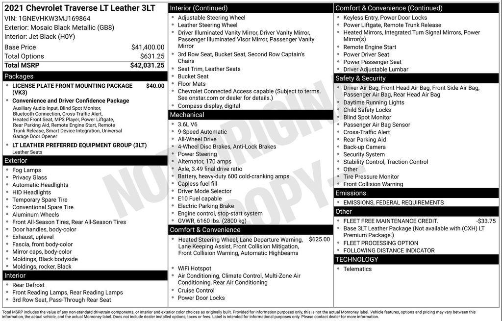 used 2021 Chevrolet Traverse car, priced at $21,677