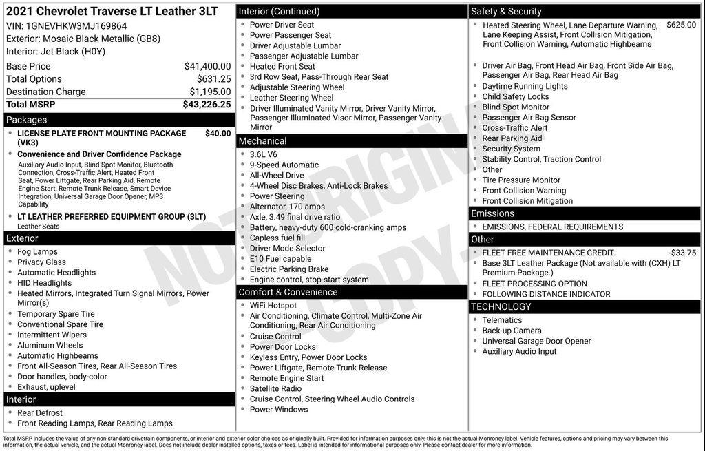 used 2021 Chevrolet Traverse car, priced at $21,677