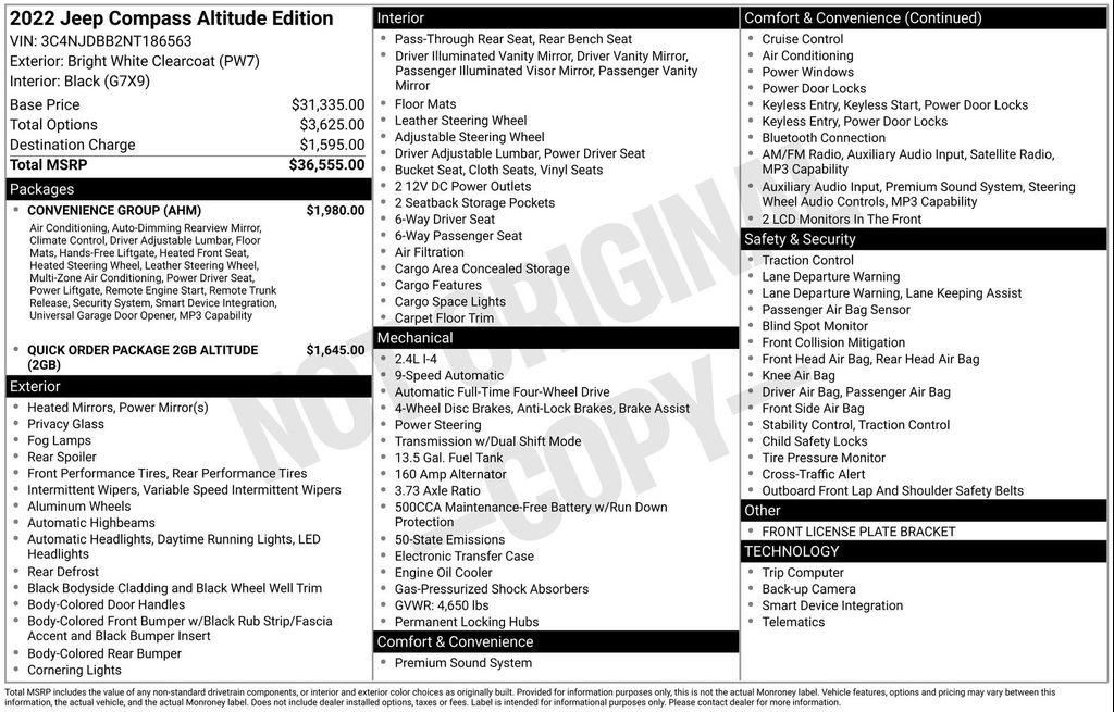 used 2022 Jeep Compass car, priced at $23,618