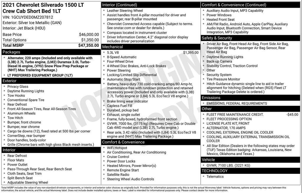 used 2021 Chevrolet Silverado 1500 car, priced at $30,850
