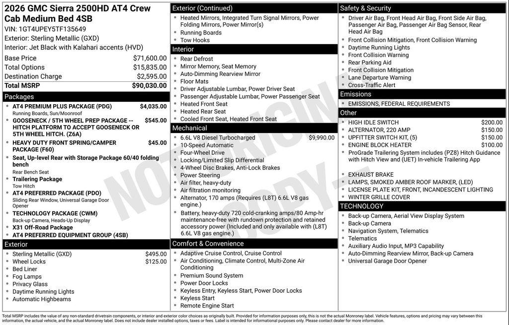 new 2026 GMC Sierra 2500 car, priced at $82,350