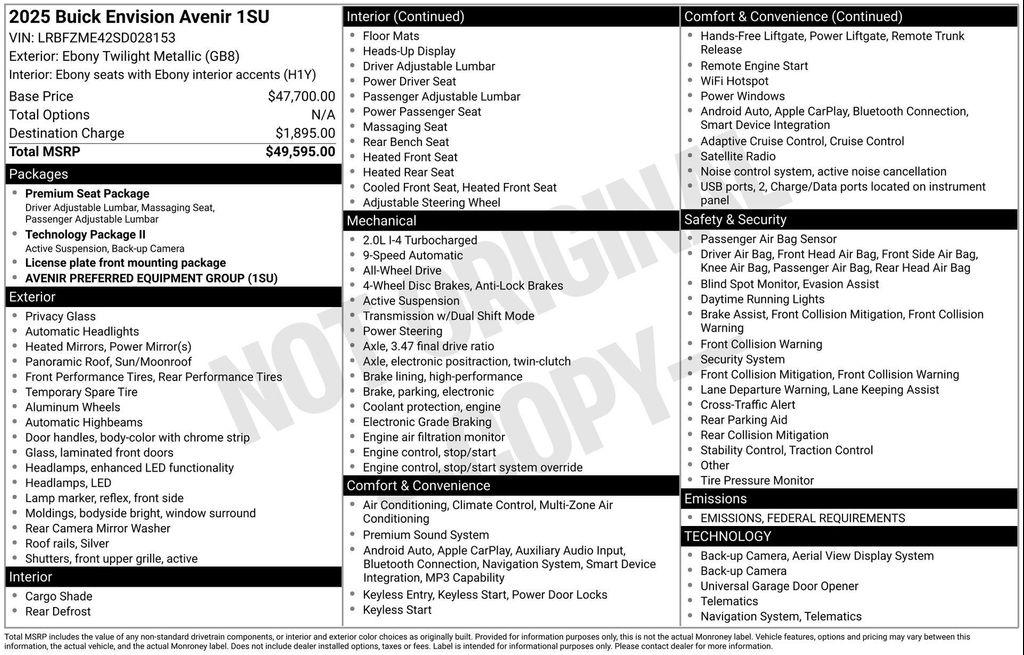 new 2025 Buick Envision car, priced at $42,786