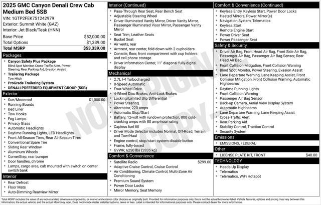 new 2025 GMC Canyon car, priced at $51,476
