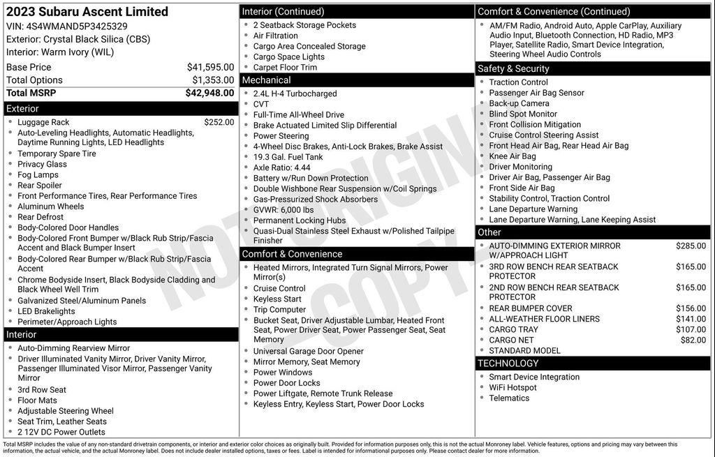 used 2023 Subaru Ascent car, priced at $31,677