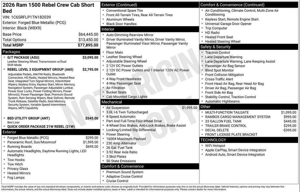 new 2026 Ram 1500 car, priced at $68,159