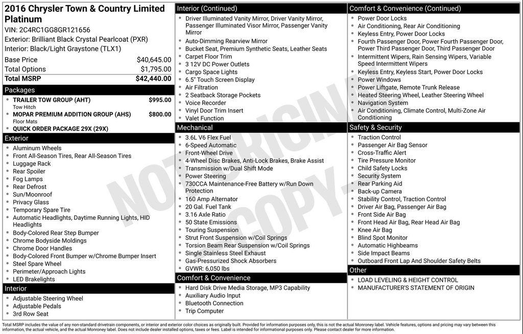 used 2016 Chrysler Town & Country car, priced at $10,877