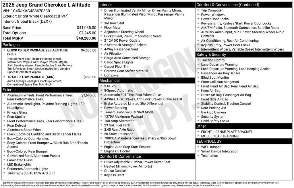 new 2025 Jeep Grand Cherokee L car, priced at $37,984