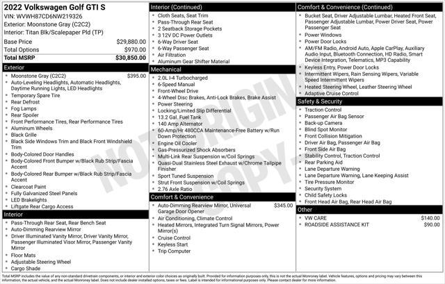 used 2022 Volkswagen Golf GTI car, priced at $26,377