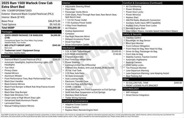 new 2025 Ram 1500 car, priced at $46,638