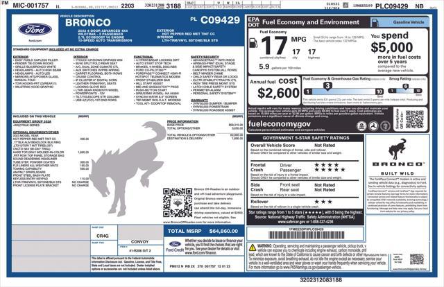 used 2023 Ford Bronco car, priced at $51,477