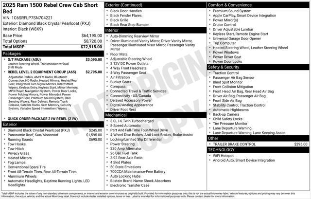 new 2025 Ram 1500 car, priced at $64,834