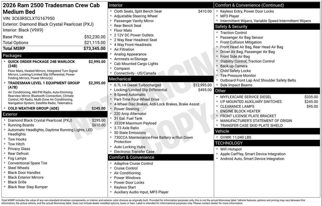 new 2026 Ram 2500 car, priced at $65,349