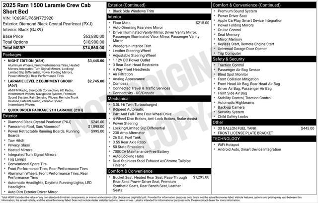 new 2025 Ram 1500 car, priced at $60,671