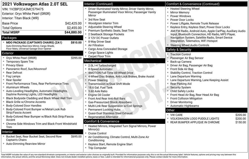 used 2021 Volkswagen Atlas car, priced at $27,977