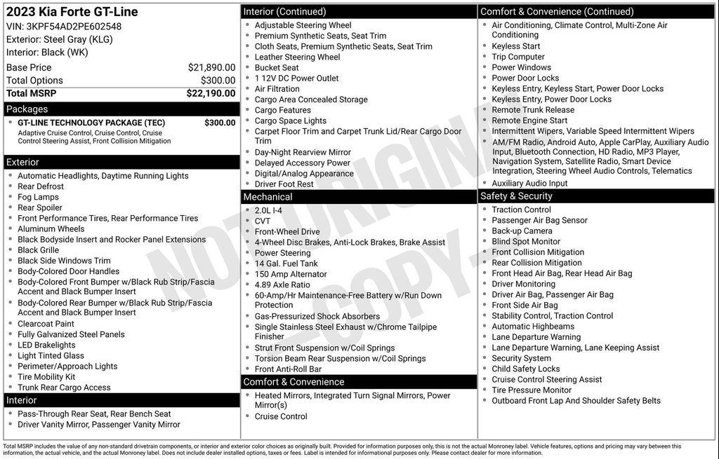 used 2023 Kia Forte car, priced at $19,677