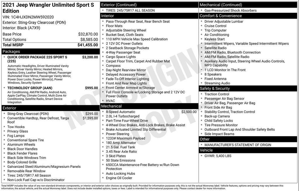 used 2021 Jeep Wrangler Unlimited car, priced at $26,877