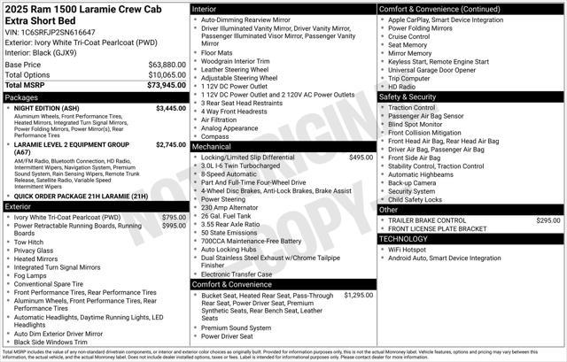 new 2025 Ram 1500 car, priced at $61,661