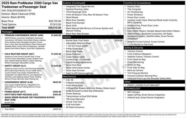 new 2025 Ram ProMaster 2500 car, priced at $54,030