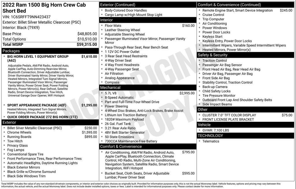 used 2022 Ram 1500 car, priced at $34,977