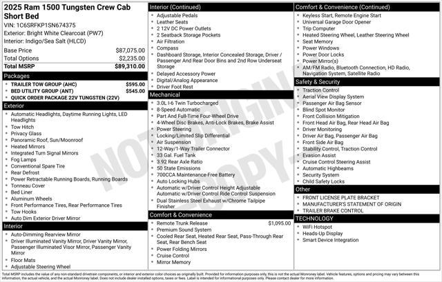 new 2025 Ram 1500 car, priced at $78,232