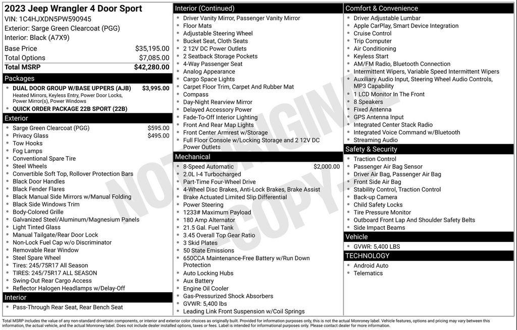 used 2023 Jeep Wrangler car, priced at $29,977