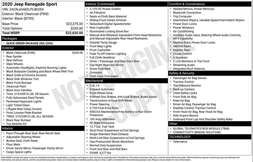 used 2020 Jeep Renegade car, priced at $16,877