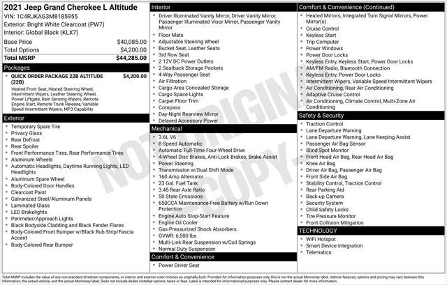 used 2021 Jeep Grand Cherokee L car, priced at $26,277