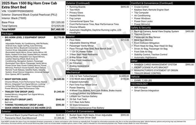 new 2025 Ram 1500 car, priced at $54,224