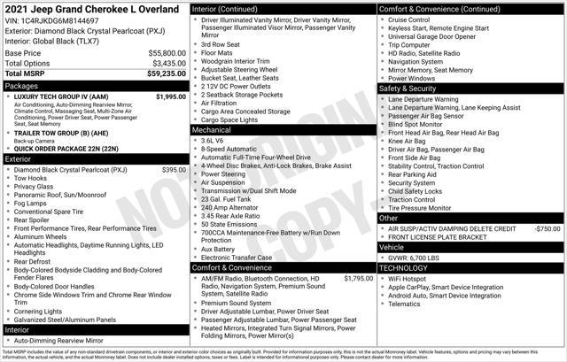 used 2021 Jeep Grand Cherokee L car, priced at $33,577