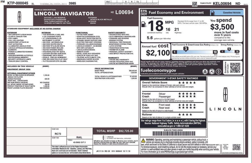 used 2019 Lincoln Navigator L car, priced at $25,977