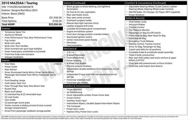 used 2010 Mazda Mazda6 car, priced at $7,477