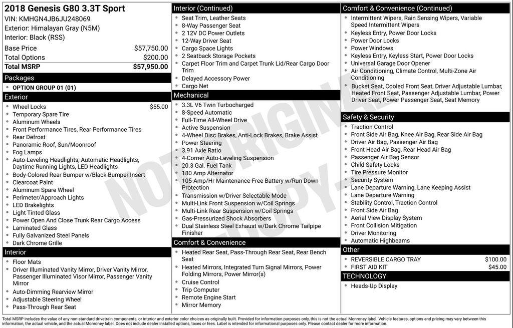 used 2018 Genesis G80 car, priced at $26,977