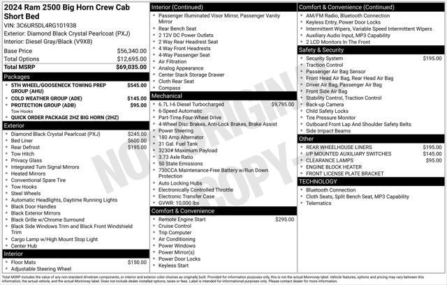 new 2024 Ram 2500 car, priced at $55,977
