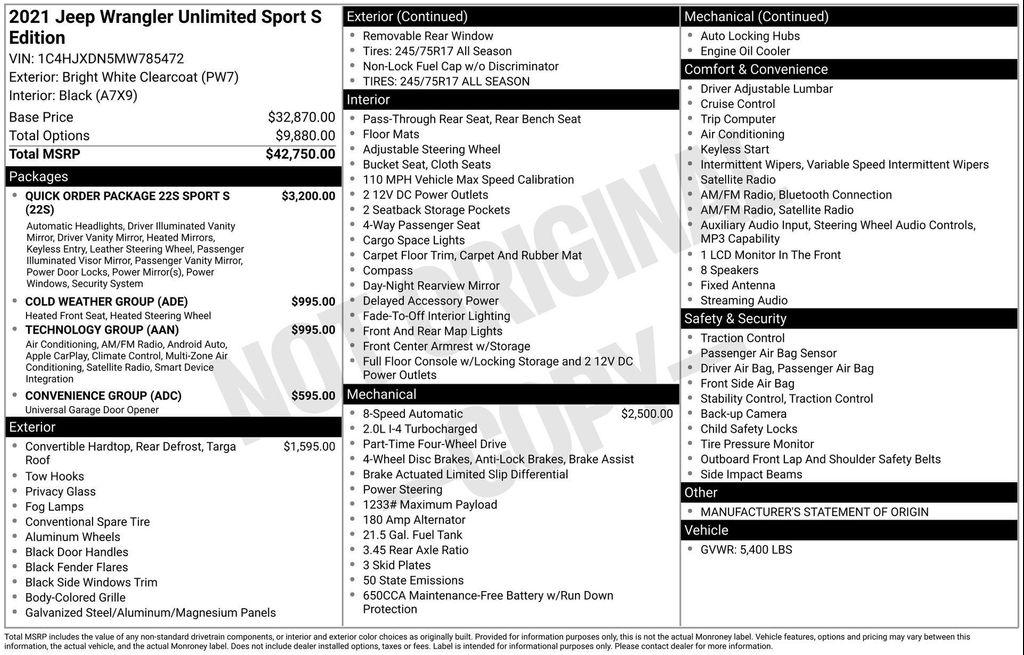 used 2021 Jeep Wrangler Unlimited car, priced at $22,977