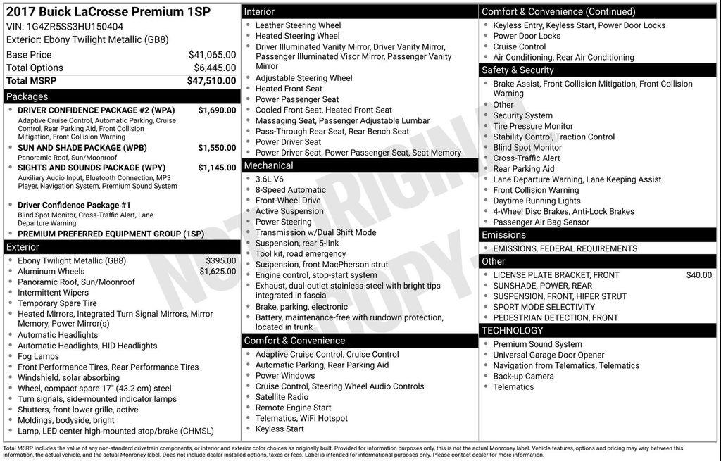 used 2017 Buick LaCrosse car, priced at $13,477