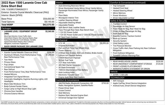 used 2022 Ram 1500 car, priced at $43,577
