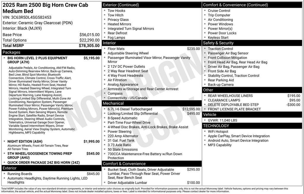 new 2025 Ram 2500 car, priced at $72,430