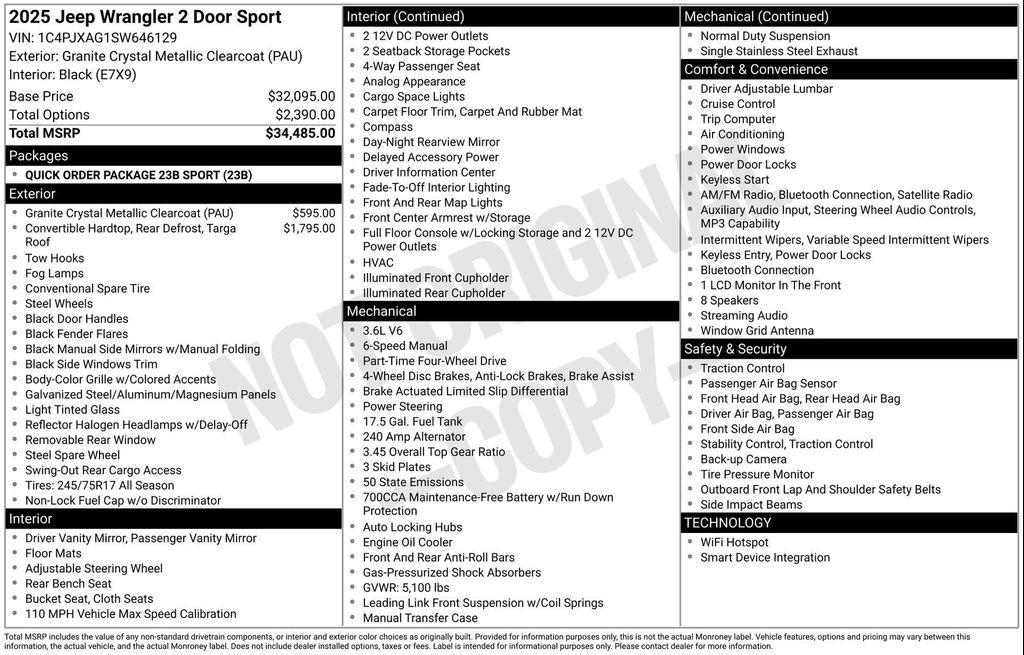 new 2025 Jeep Wrangler car, priced at $30,259