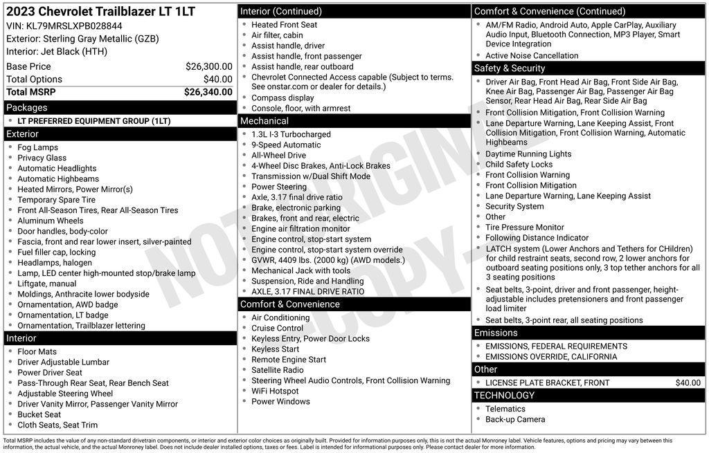 used 2023 Chevrolet TrailBlazer car, priced at $21,711
