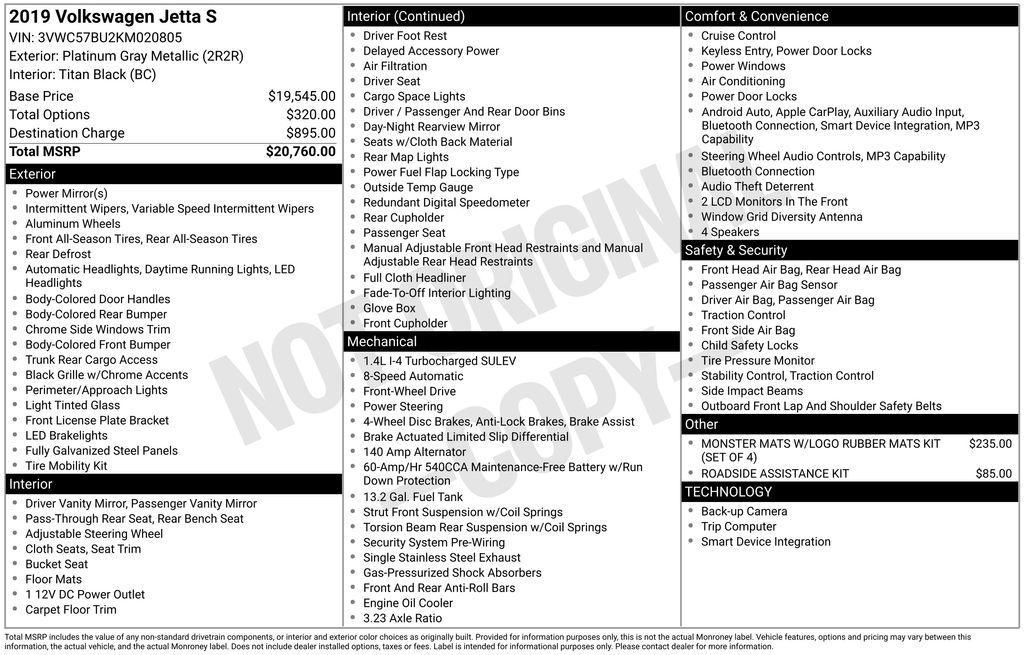 used 2019 Volkswagen Jetta car, priced at $14,295