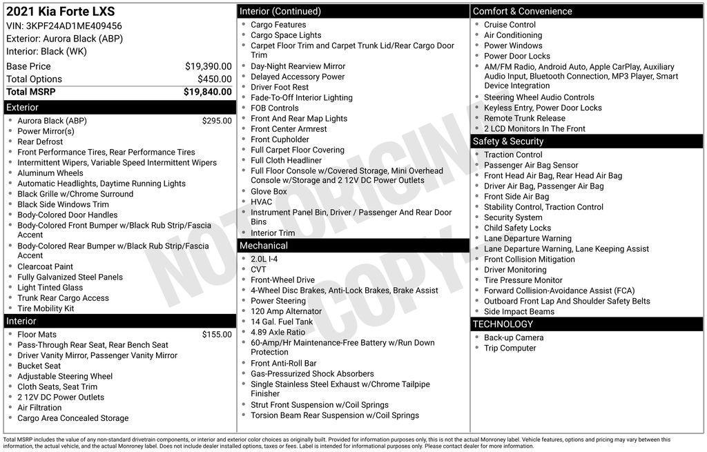 used 2021 Kia Forte car, priced at $16,283