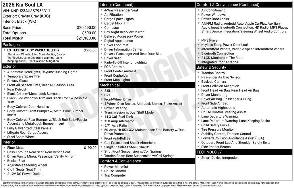 new 2025 Kia Soul car, priced at $19,981
