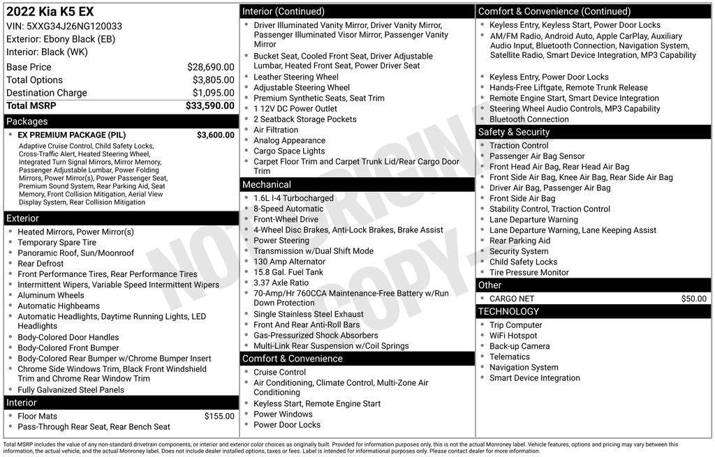 used 2022 Kia K5 car, priced at $23,876