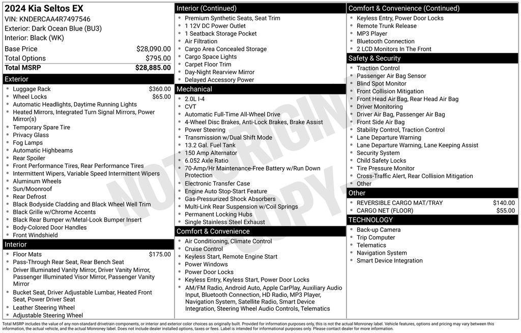 used 2024 Kia Seltos car, priced at $24,997