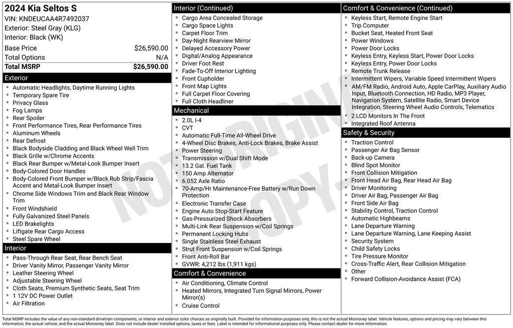 used 2024 Kia Seltos car, priced at $22,632