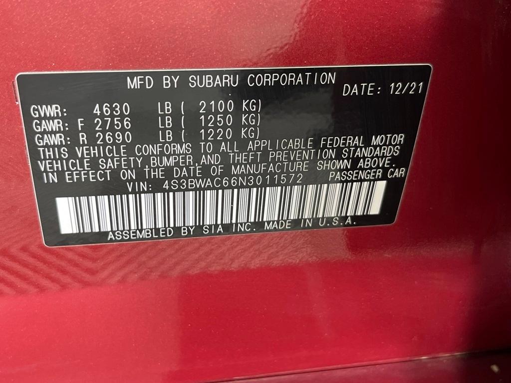 used 2022 Subaru Legacy car, priced at $21,991